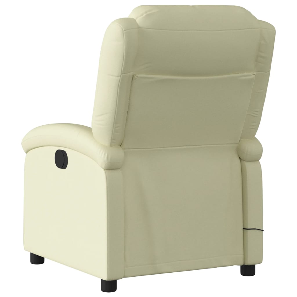 Fauteuil de massage inclinable électrique crème cuir véritable - XIOS