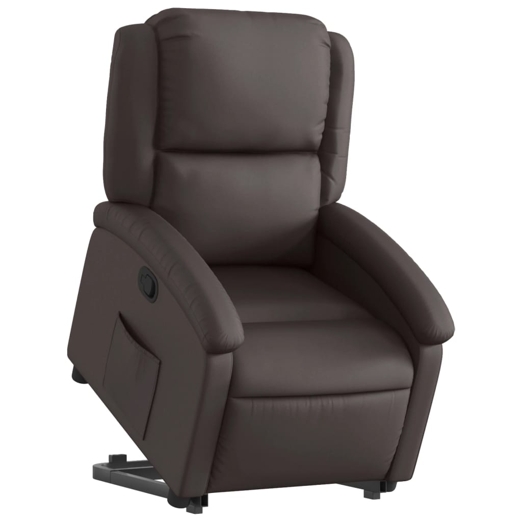 Fauteuil inclinable marron foncé cuir véritable