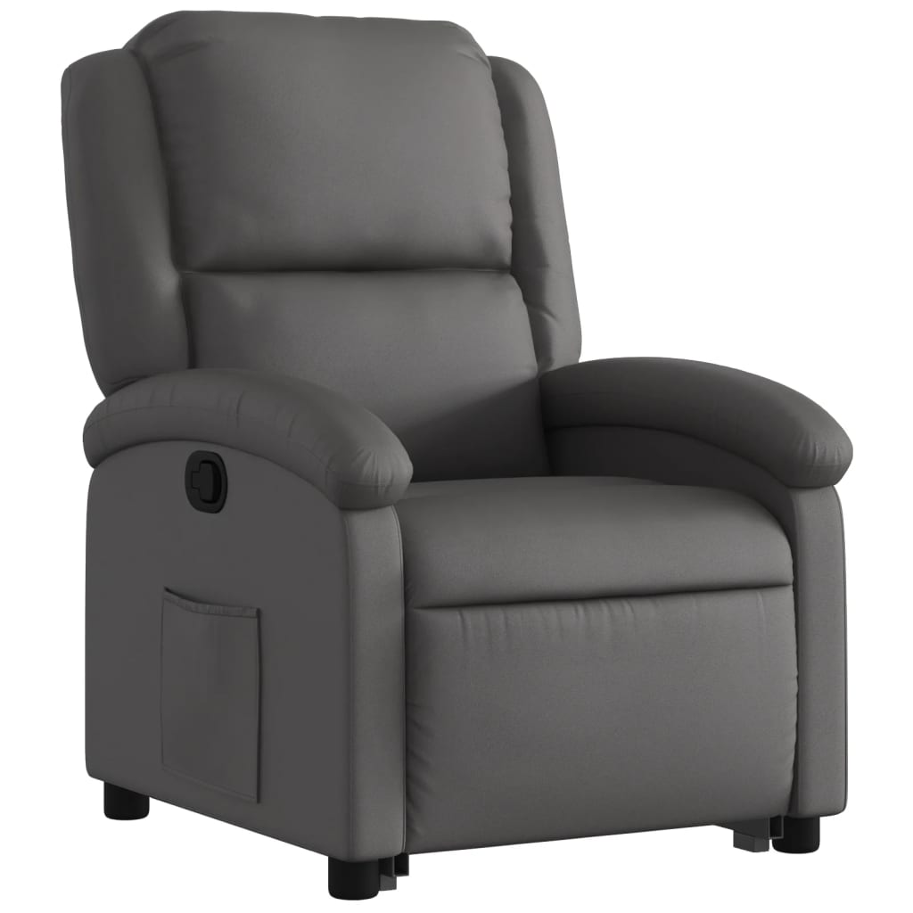 Fauteuil inclinable gris cuir véritable - XIOS