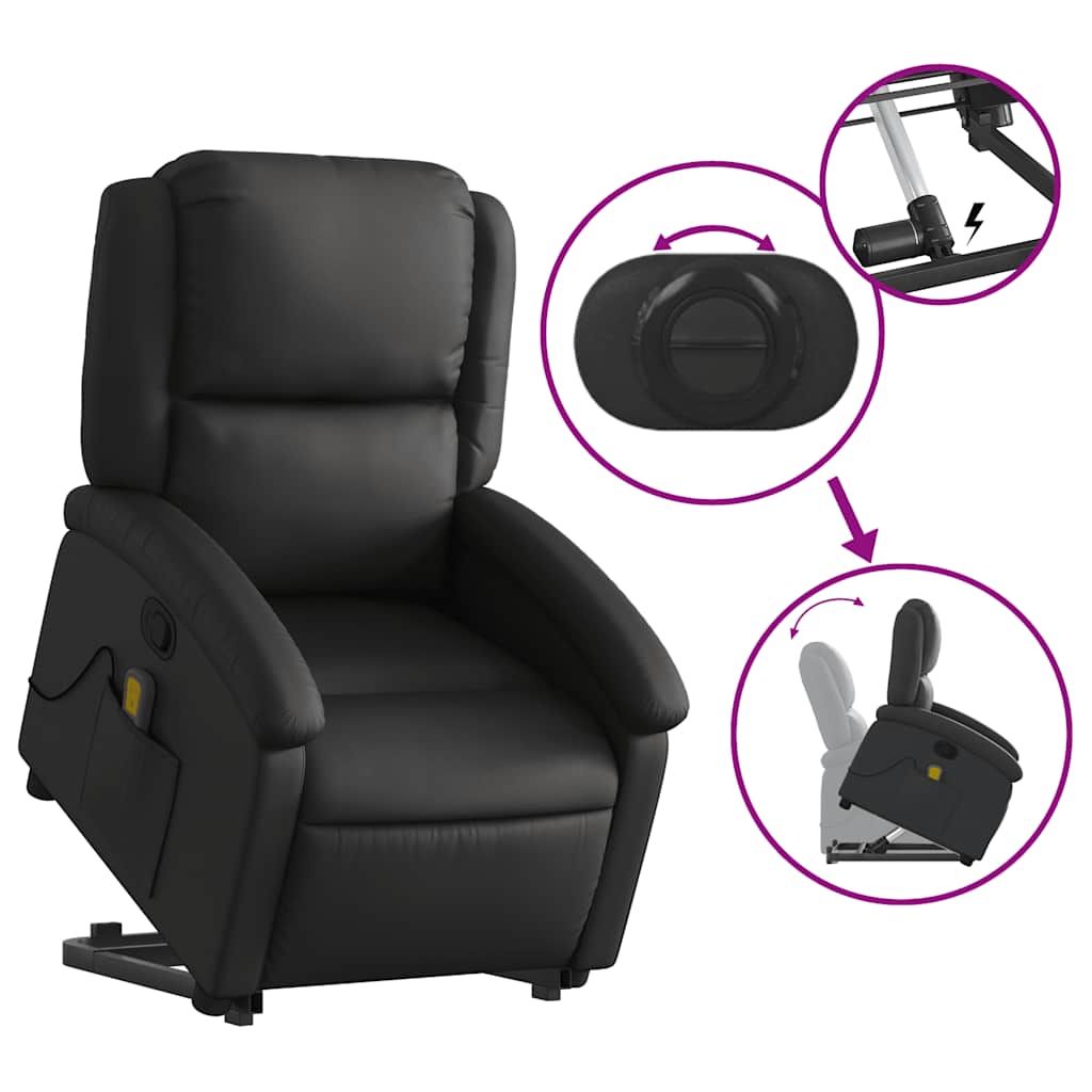 Fauteuil inclinable de massage noir cuir véritable - XIOS