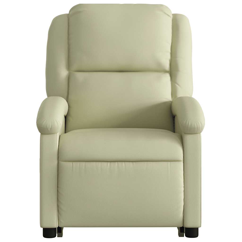 Fauteuil inclinable de massage crème cuir véritable - XIOS