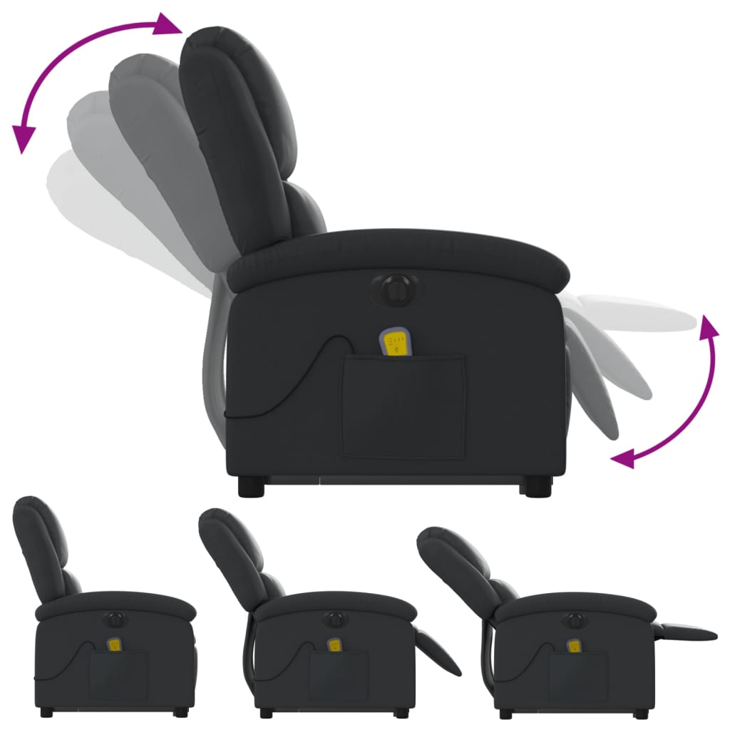Fauteuil inclinable de massage électrique noir cuir véritable - XIOS