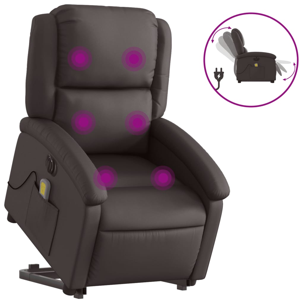 Fauteuil inclinable de massage électrique marron foncé - XIOS