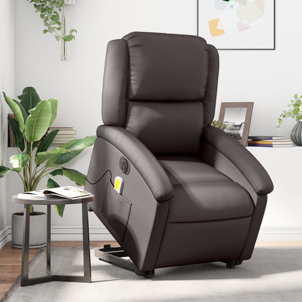 Fauteuil inclinable de massage électrique marron foncé - XIOS