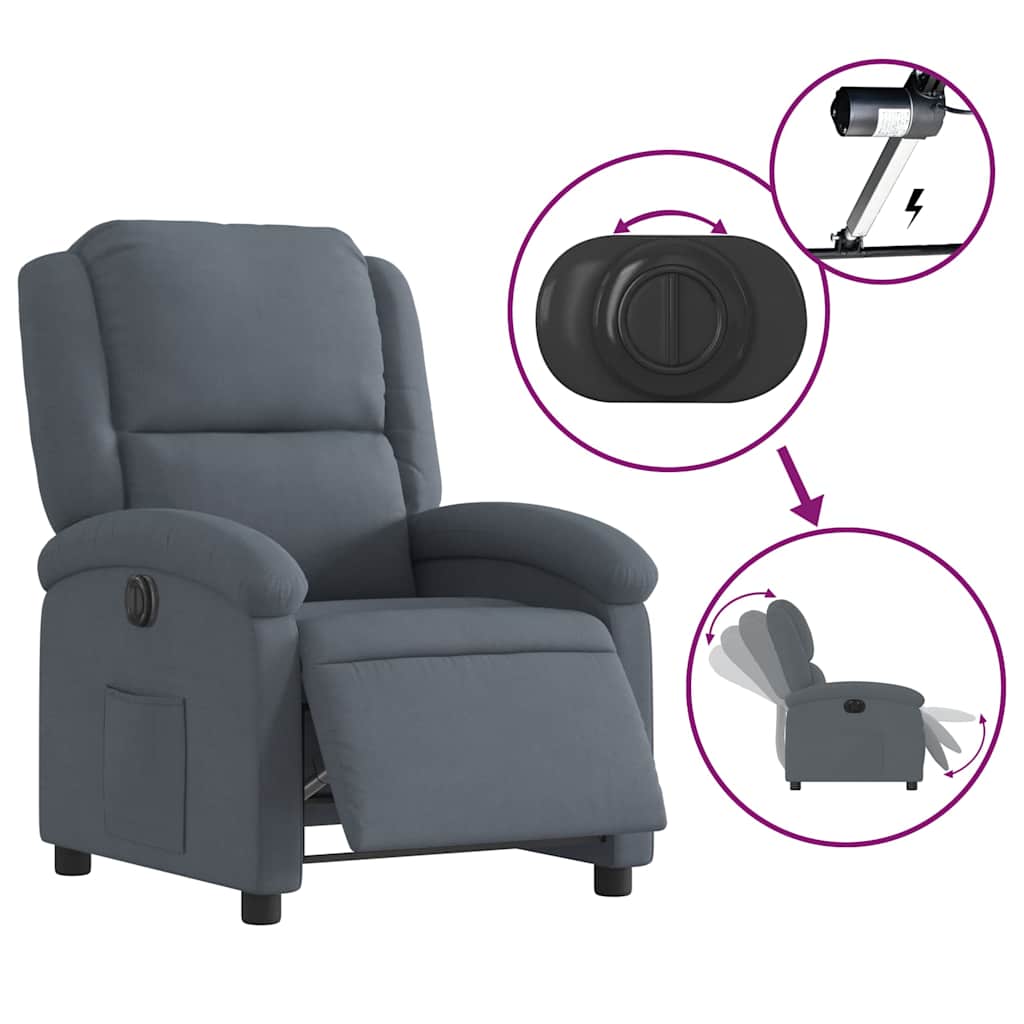 Fauteuil inclinable électrique Gris foncé Velours - XIOS