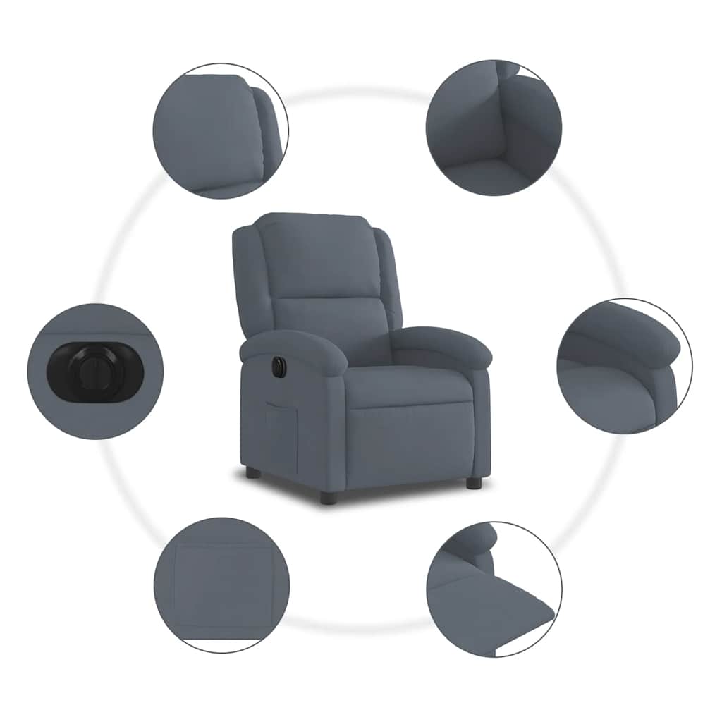 Fauteuil inclinable électrique Gris foncé Velours - XIOS