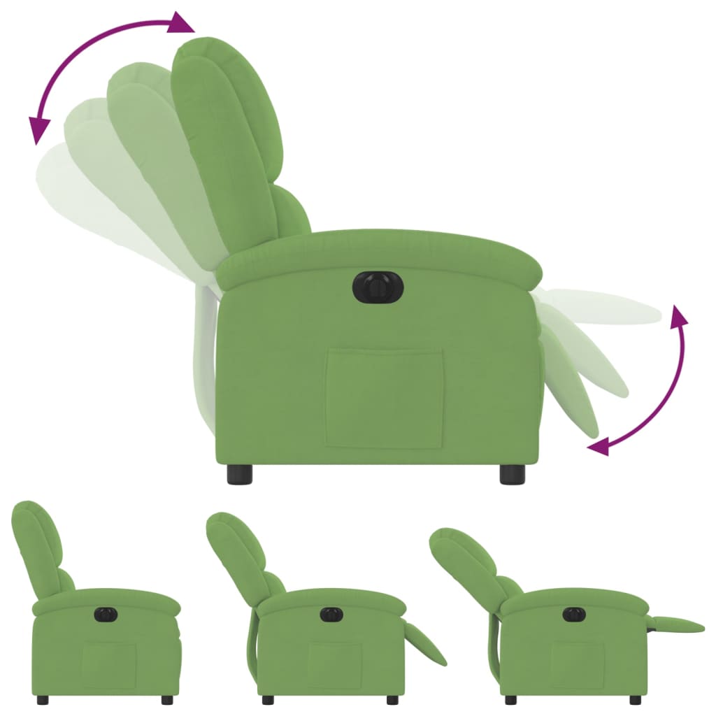 Fauteuil inclinable électrique vert clair velours - XIOS