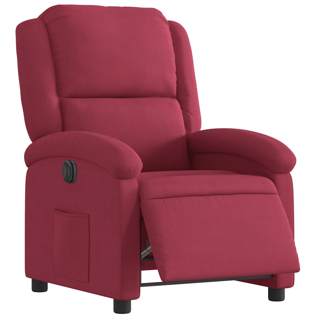 Fauteuil inclinable électrique rouge bordeaux velours - XIOS