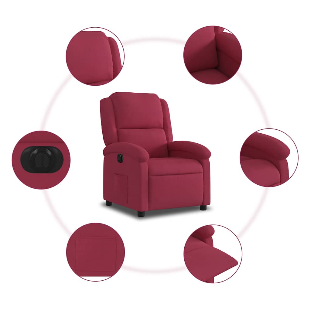 Fauteuil inclinable électrique rouge bordeaux velours - XIOS