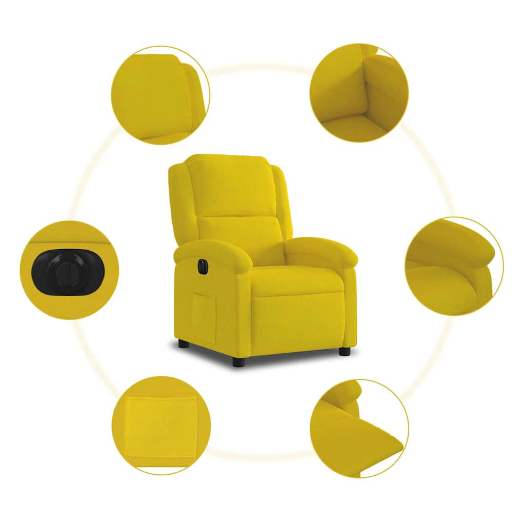 Fauteuil inclinable électrique jaune velours - XIOS