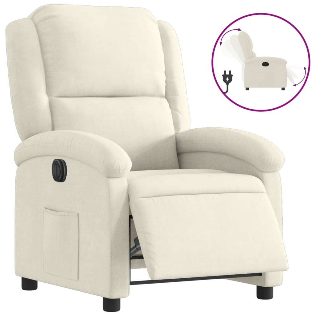 Fauteuil inclinable électrique Crème Velours Fauteuils vidaXL