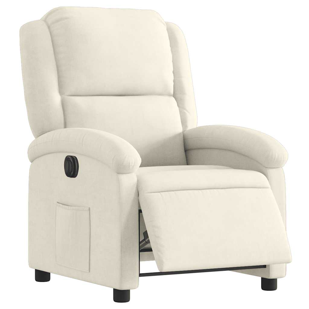 Fauteuil inclinable électrique Crème Velours - XIOS
