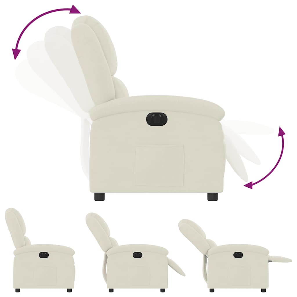 Fauteuil inclinable électrique Crème Velours - XIOS