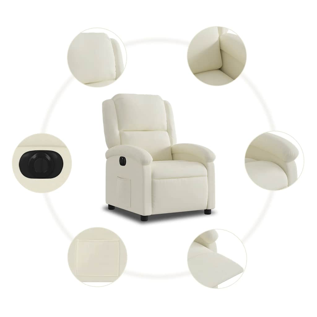 Fauteuil inclinable électrique Crème Velours - XIOS