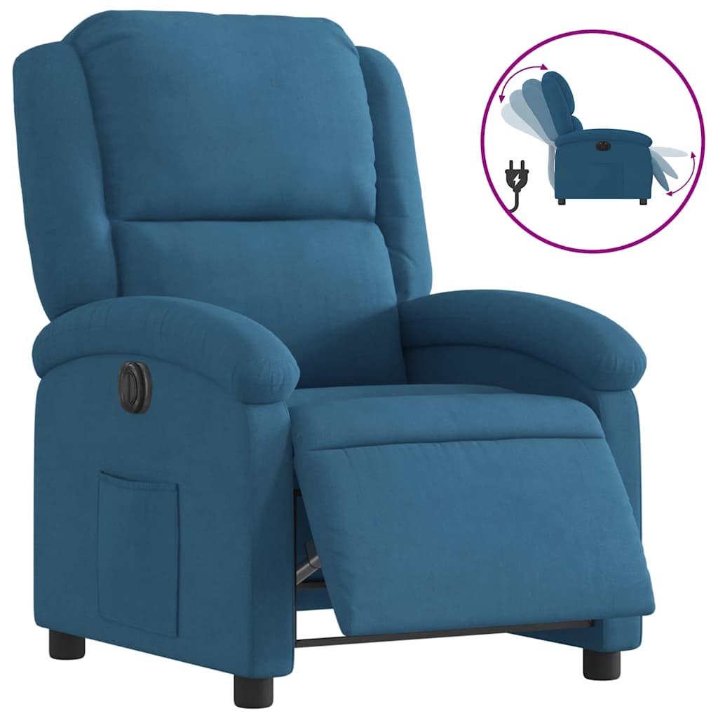 Fauteuil inclinable électrique bleu velours - XIOS