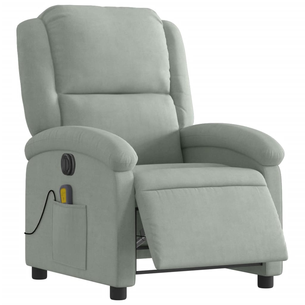 Fauteuil inclinable électrique de massage gris clair velours - XIOS