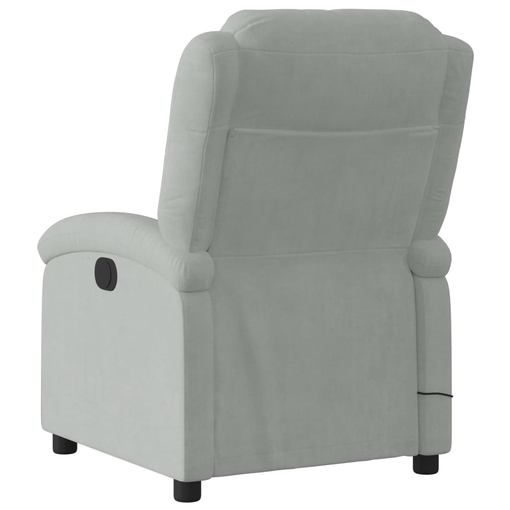 Fauteuil inclinable électrique de massage gris clair velours - XIOS