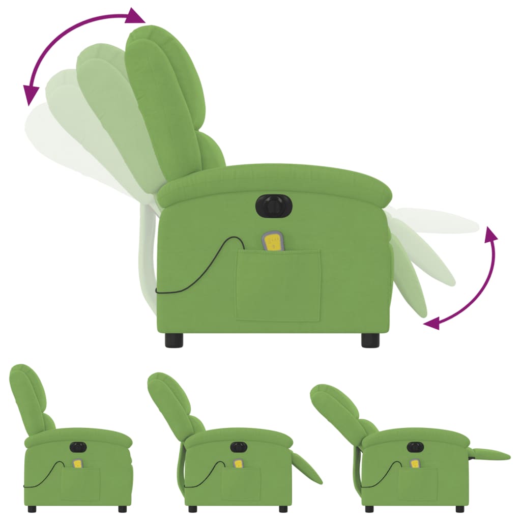 Fauteuil inclinable de massage électrique vert clair velours - XIOS