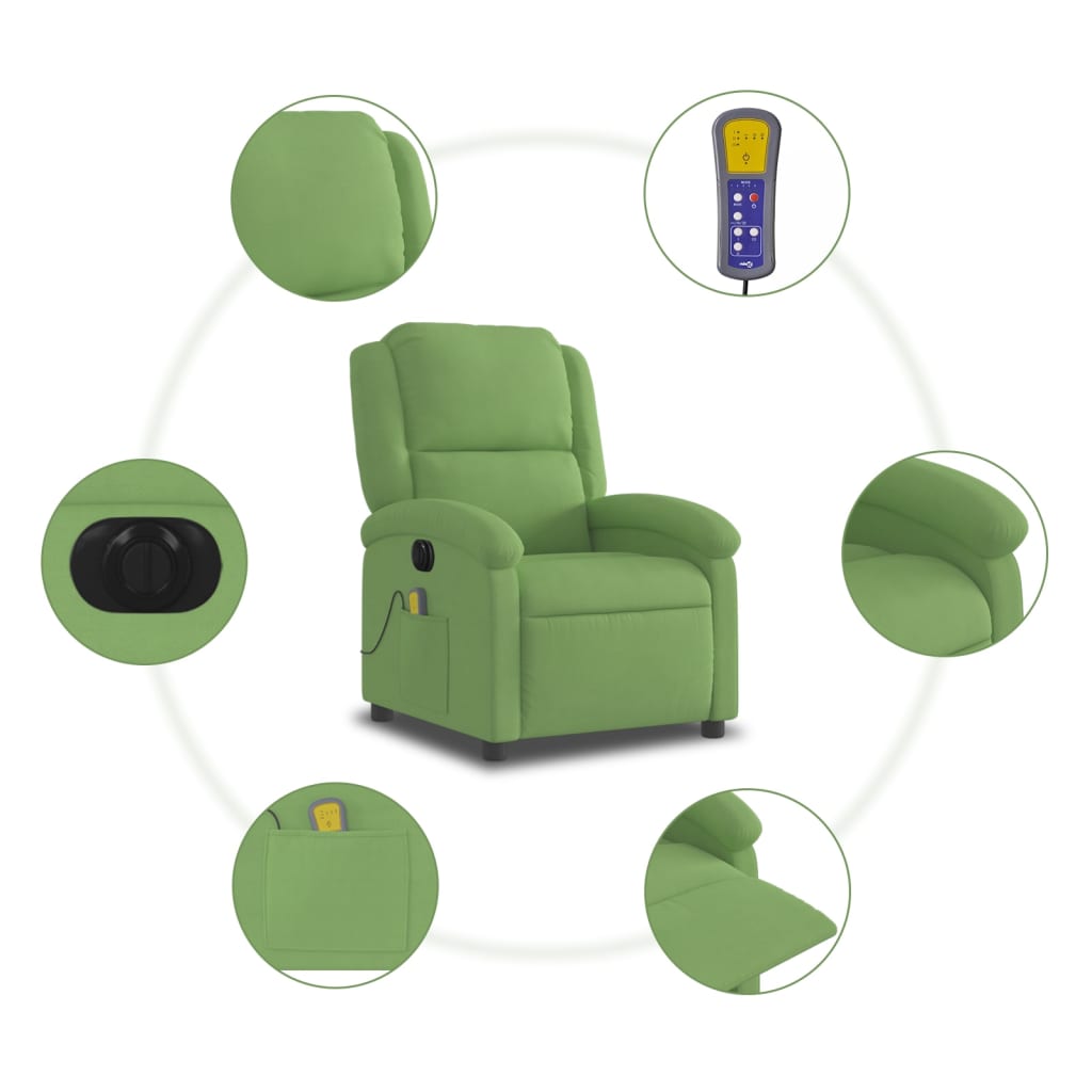 Fauteuil inclinable de massage électrique vert clair velours - XIOS