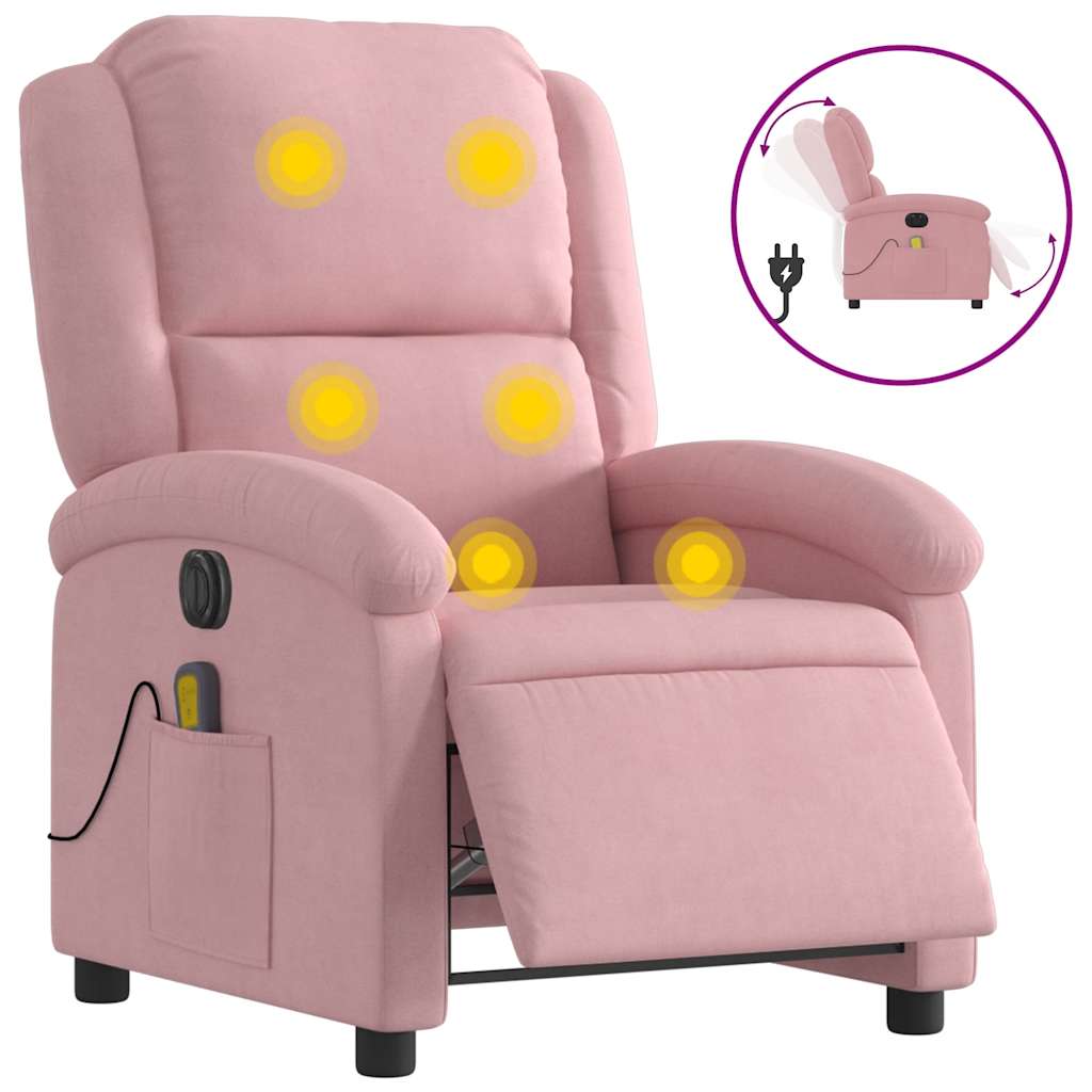 Fauteuil inclinable de massage électrique rose velours - XIOS