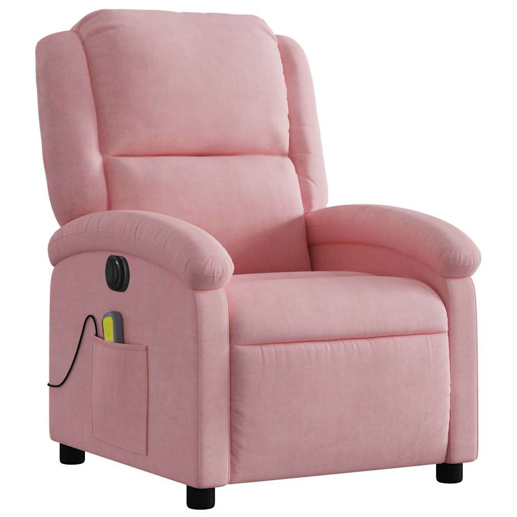 Fauteuil inclinable de massage électrique rose velours - XIOS