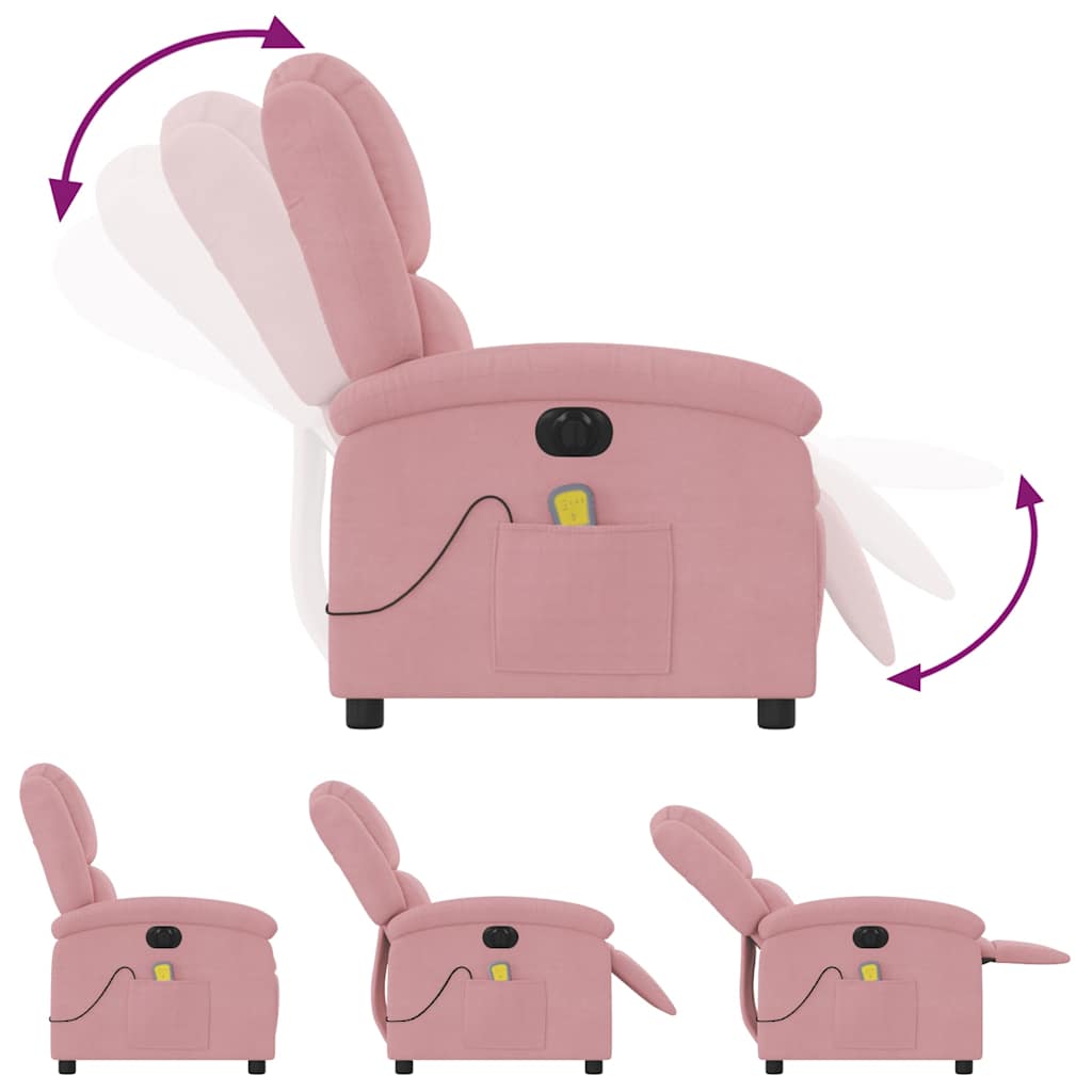 Fauteuil inclinable de massage électrique rose velours - XIOS