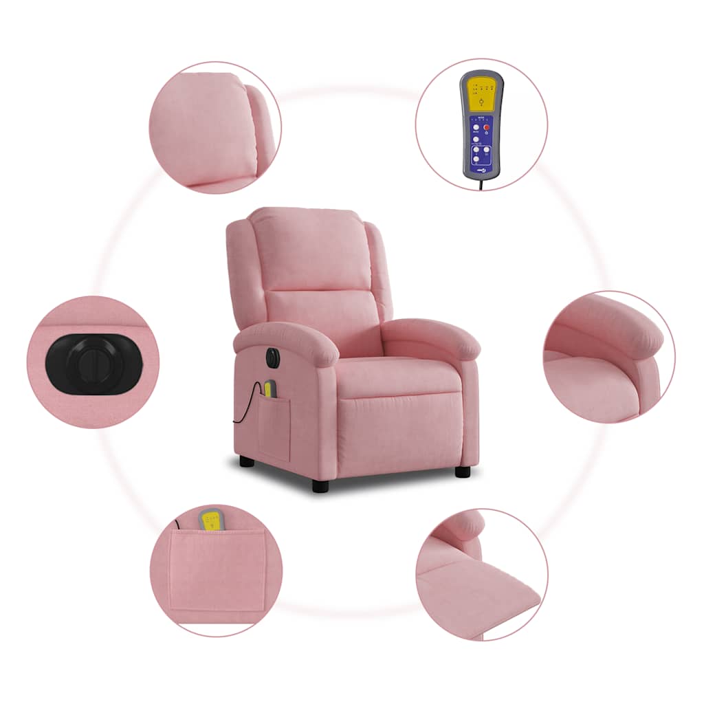 Fauteuil inclinable de massage électrique rose velours - XIOS