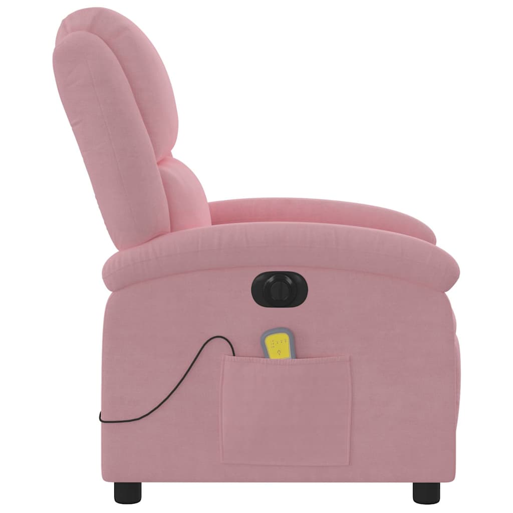 Fauteuil inclinable de massage électrique rose velours - XIOS
