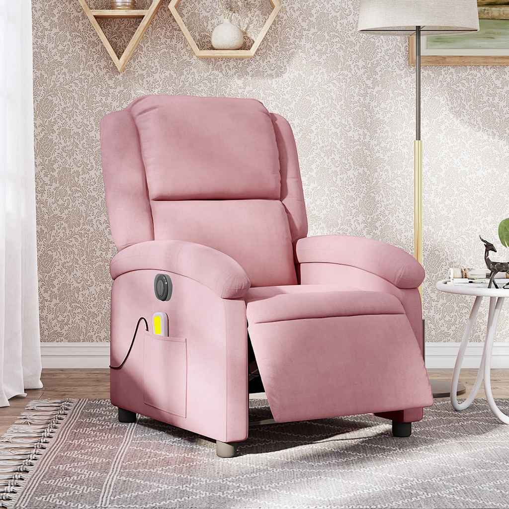 Fauteuil inclinable de massage électrique rose velours - XIOS