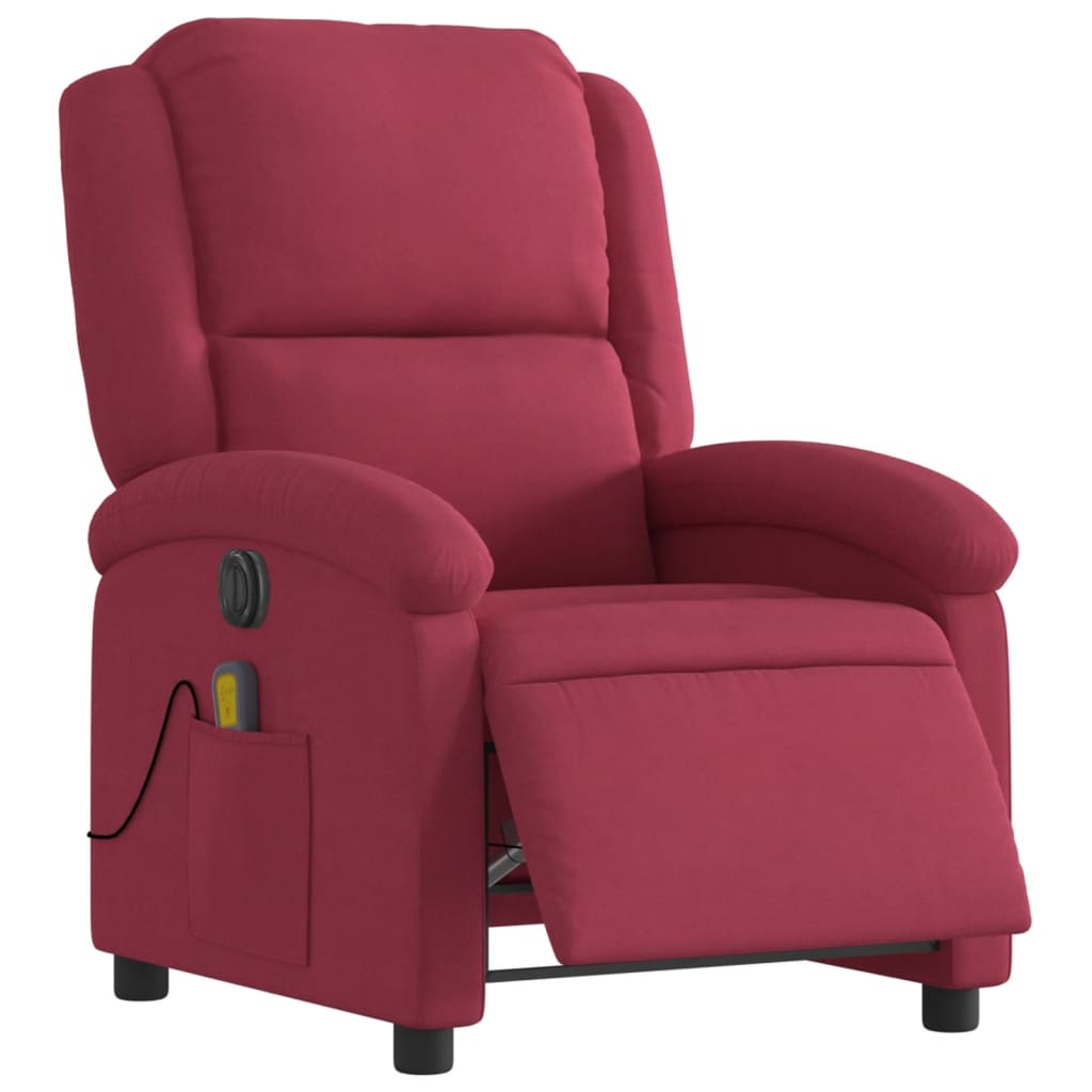 Fauteuil inclinable massage électrique rouge bordeaux velours - XIOS