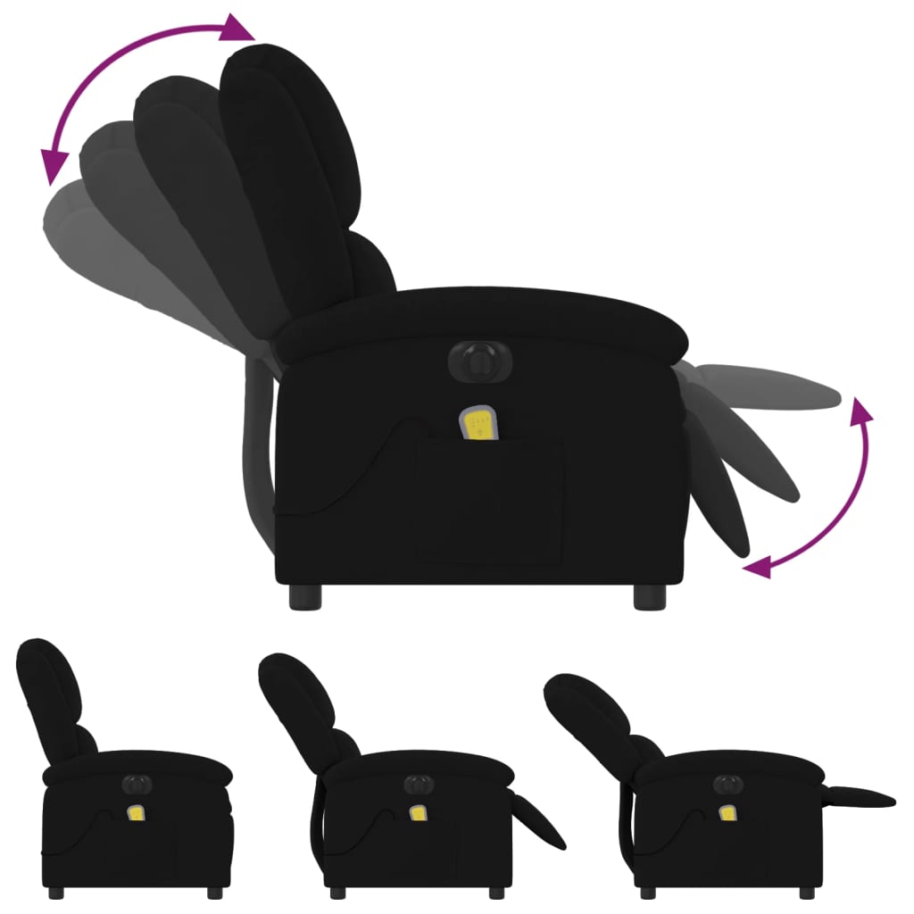 Fauteuil inclinable de massage électrique noir velours - XIOS