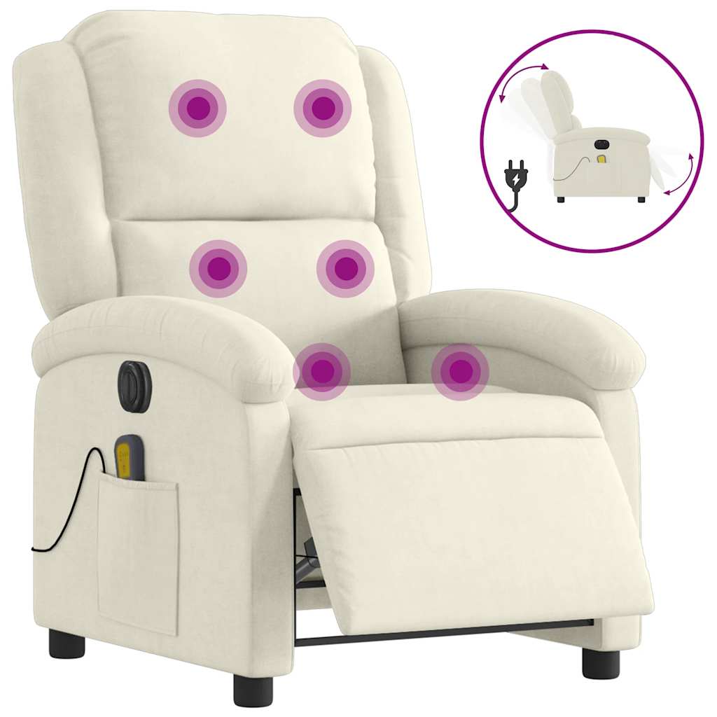Fauteuil inclinable de massage électrique crème velours - XIOS