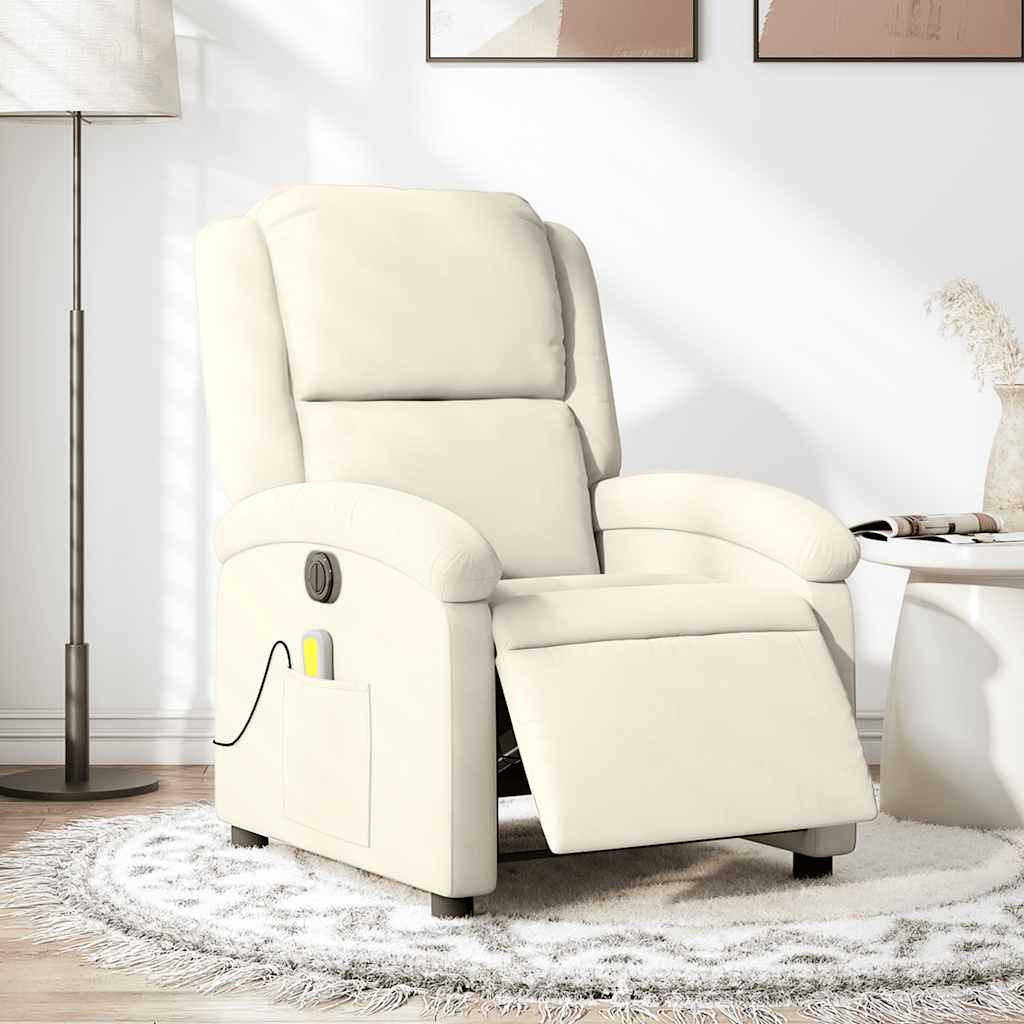 Fauteuil inclinable de massage électrique crème velours - XIOS