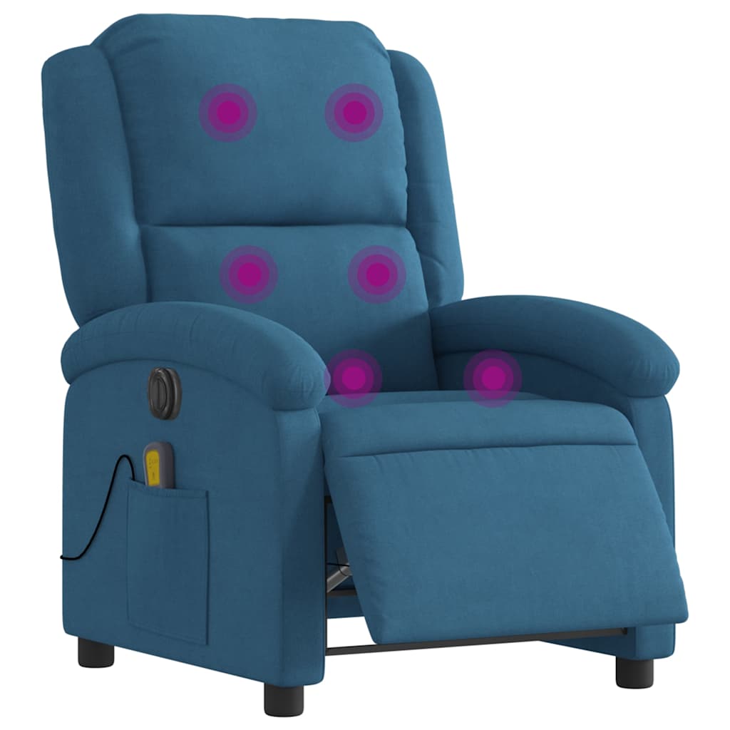 Fauteuil inclinable de massage électrique bleu velours - XIOS