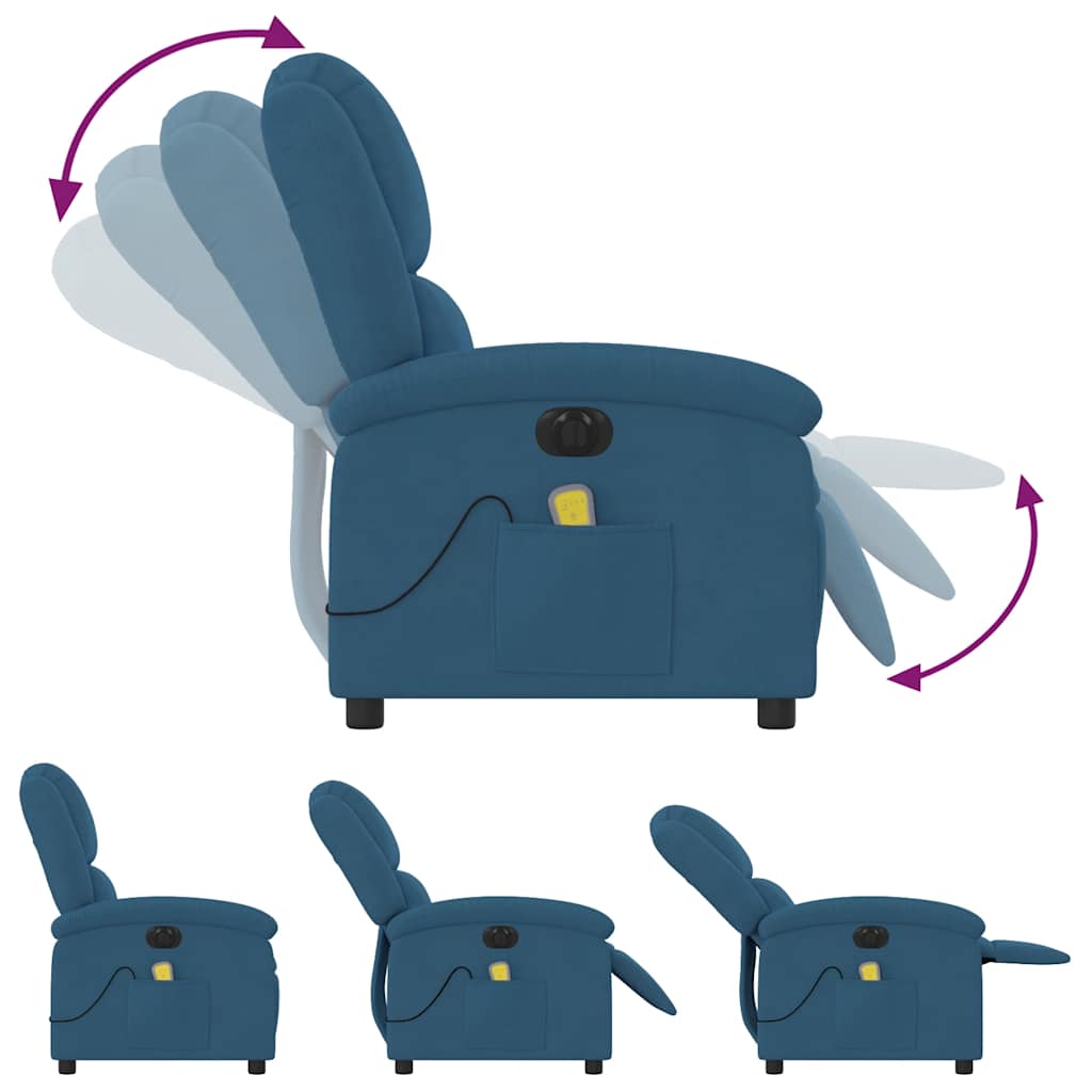 Fauteuil inclinable de massage électrique bleu velours - XIOS