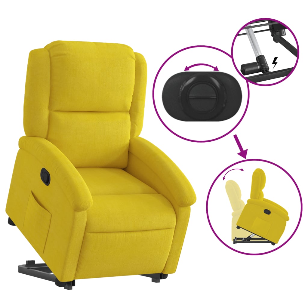 Fauteuil inclinable Jaune Velours Fauteuils vidaXL