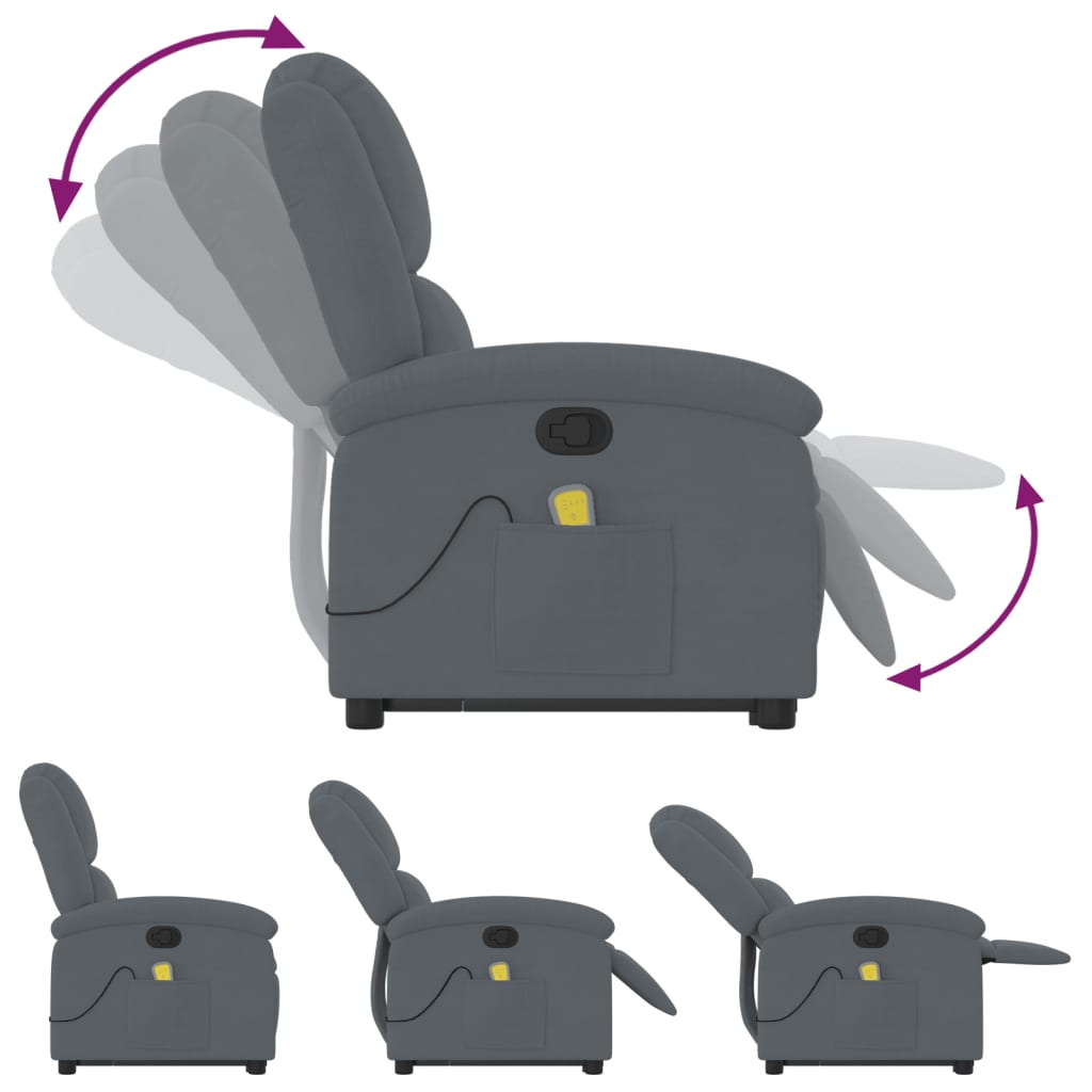 Fauteuil de massage inclinable Gris foncé Velours - XIOS