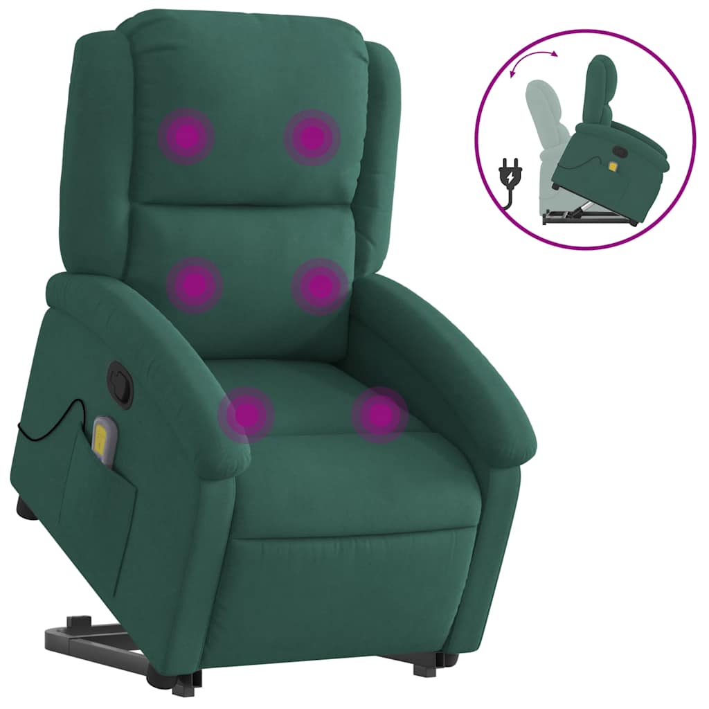 Fauteuil de massage inclinable Vert foncé Velours Fauteuils vidaXL