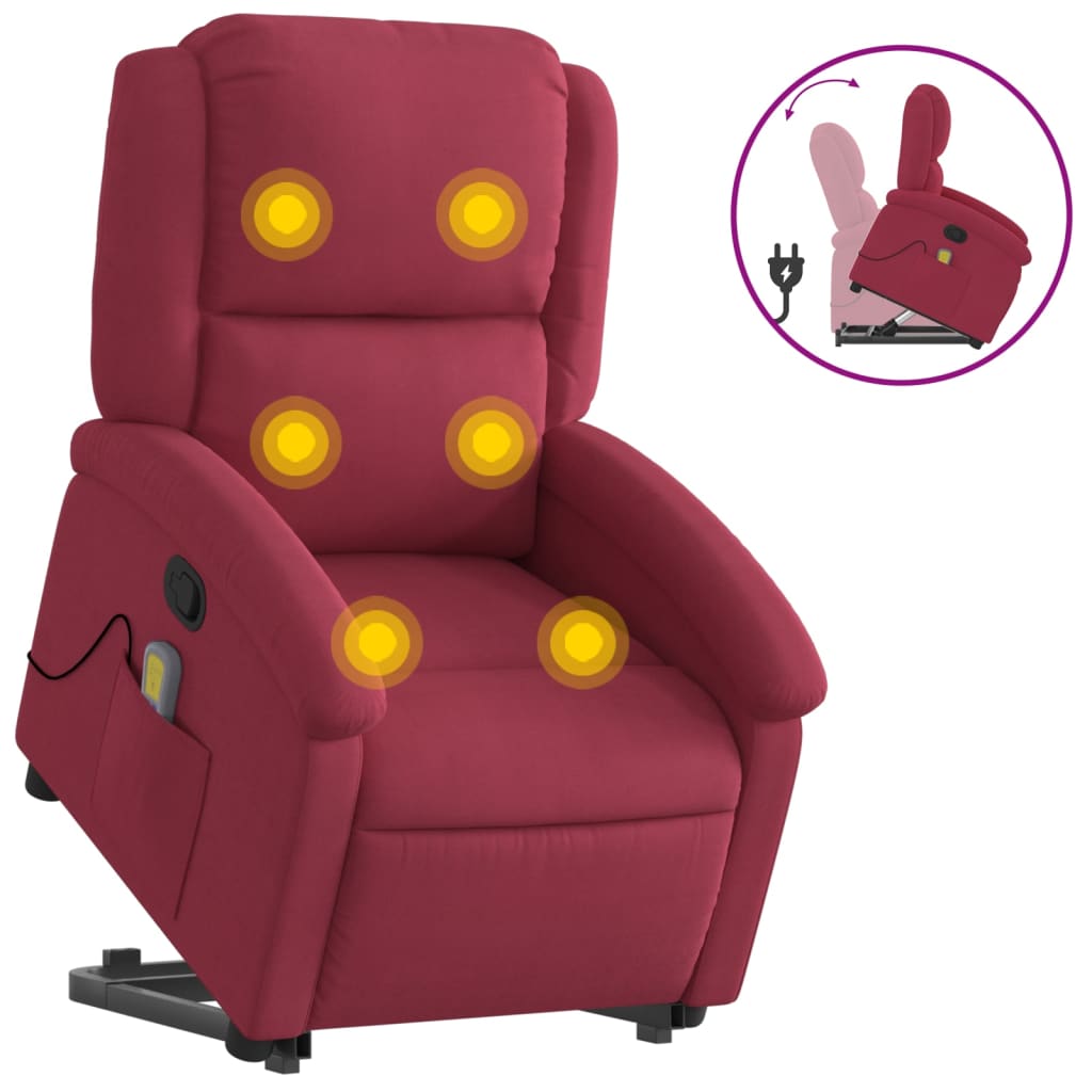 Fauteuil de massage inclinable Rouge bordeaux Velours Fauteuils vidaXL