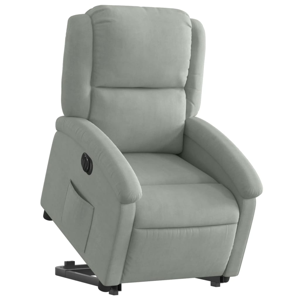 Fauteuil inclinable électrique gris clair velours - XIOS