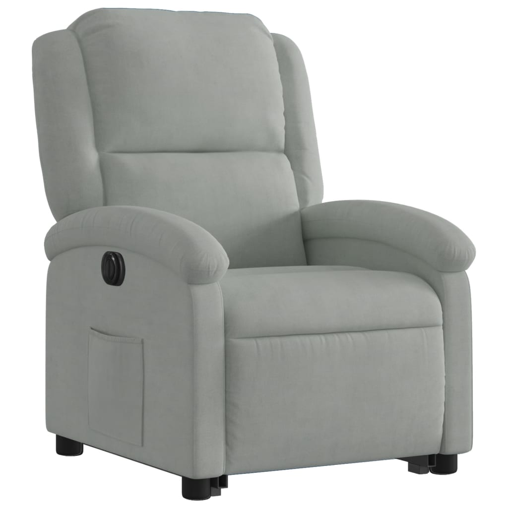 Fauteuil inclinable électrique gris clair velours - XIOS