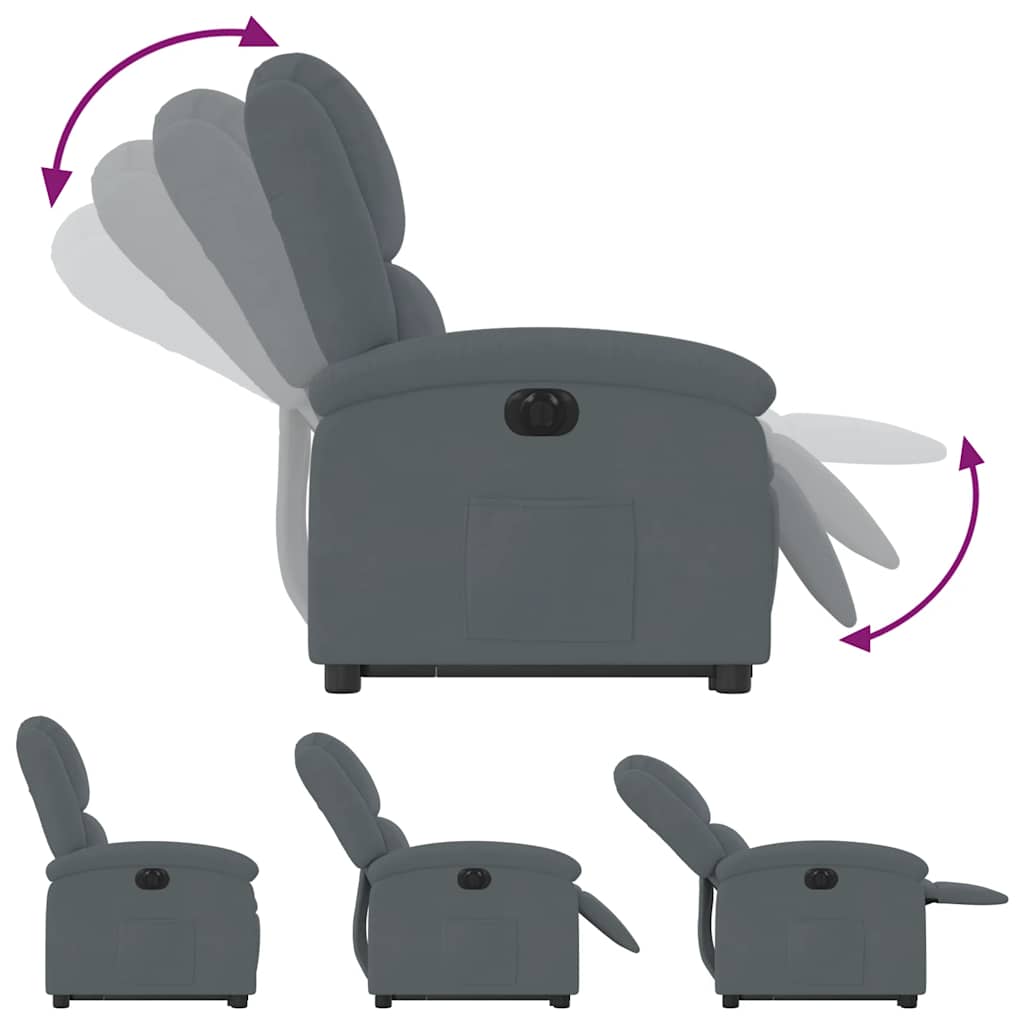 Fauteuil inclinable électrique gris foncé velours - XIOS