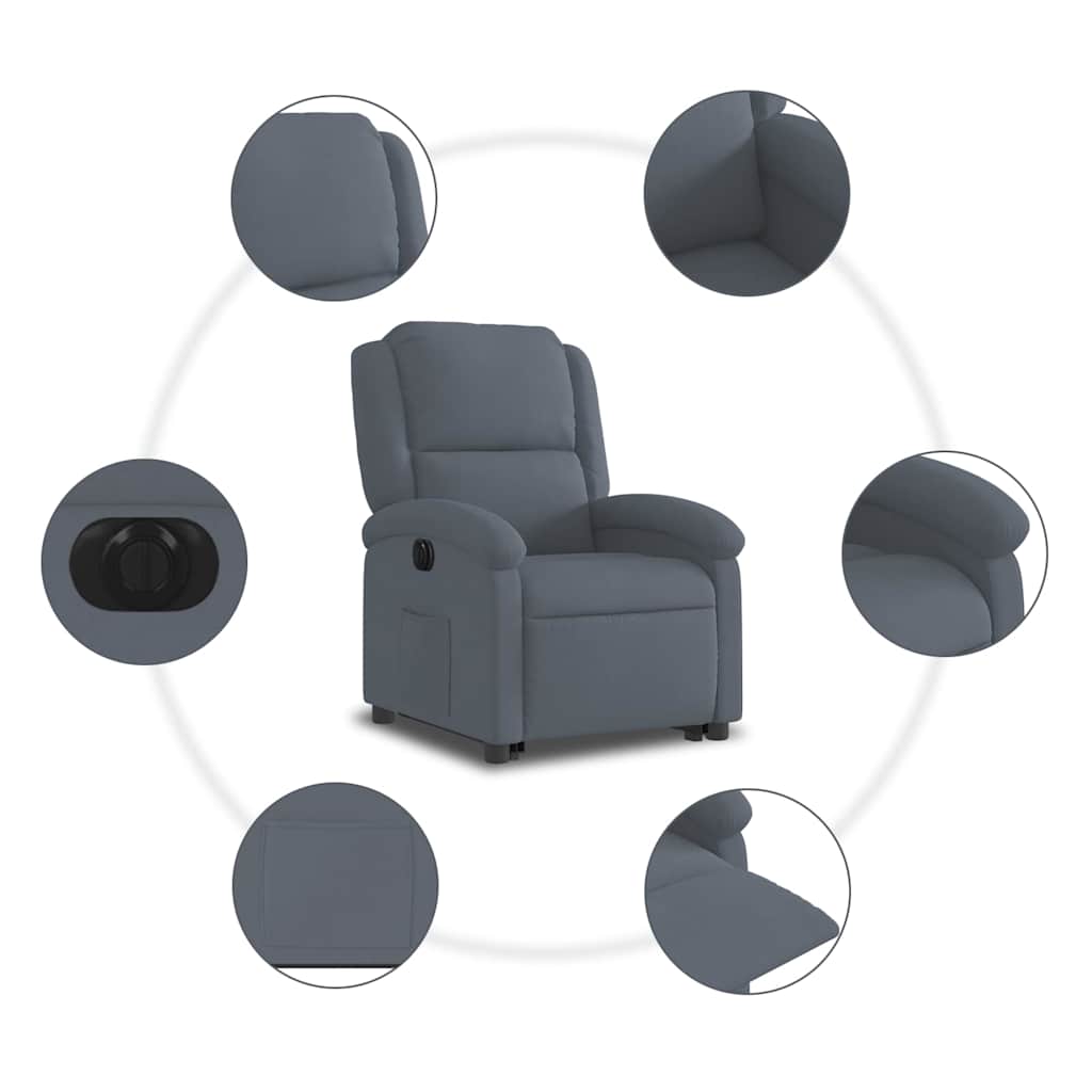 Fauteuil inclinable électrique gris foncé velours - XIOS