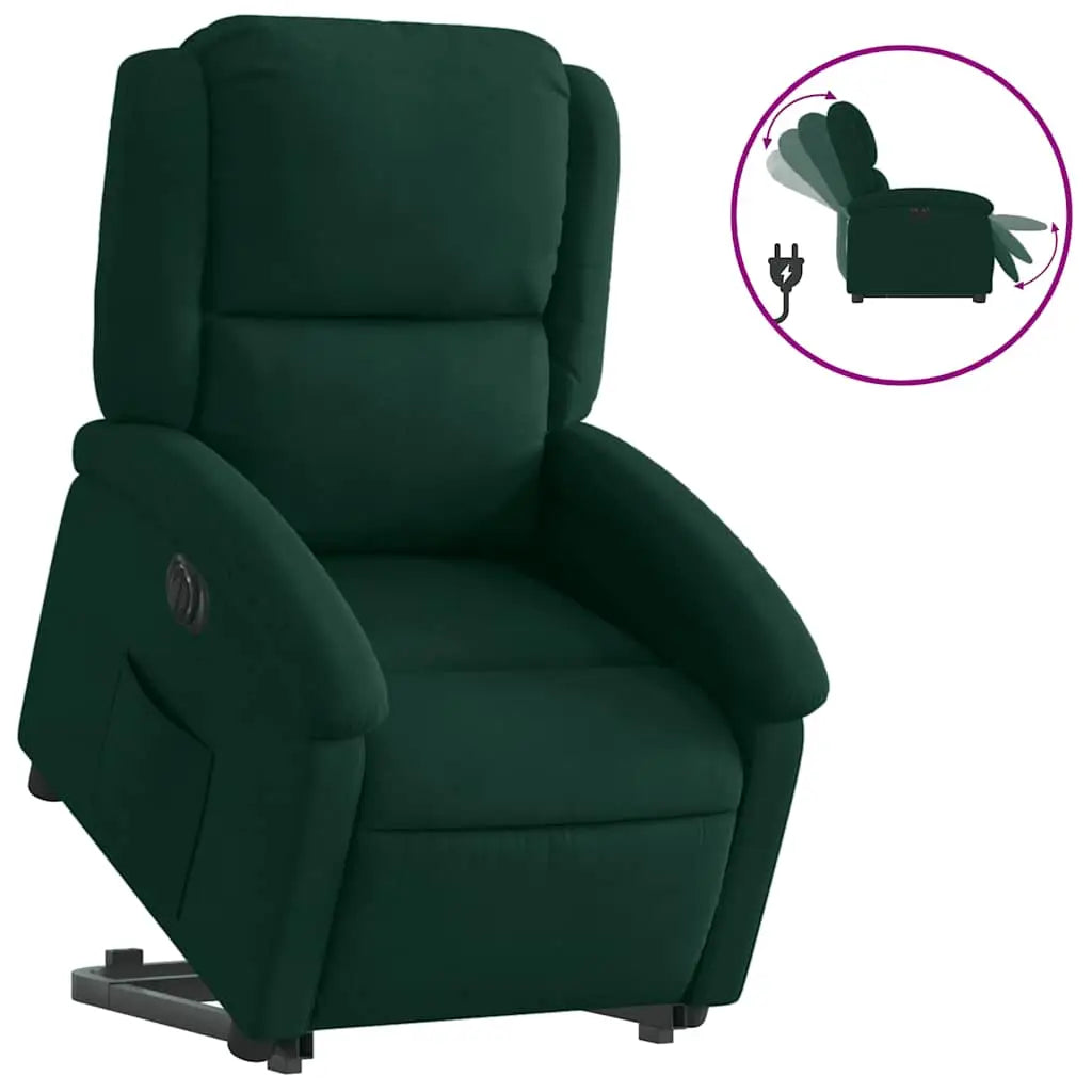 Fauteuil inclinable électrique vert foncé velours - XIOS