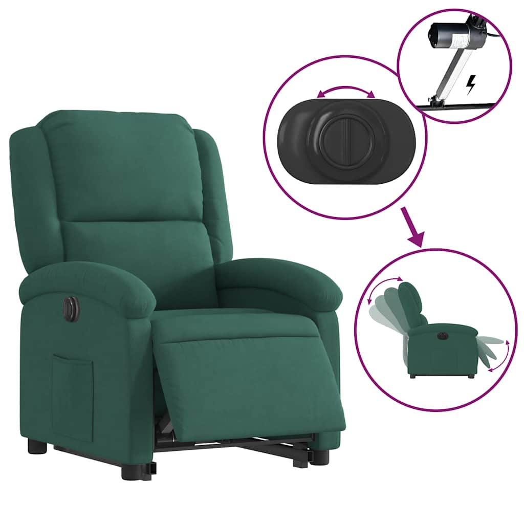 Fauteuil inclinable électrique vert foncé velours - XIOS