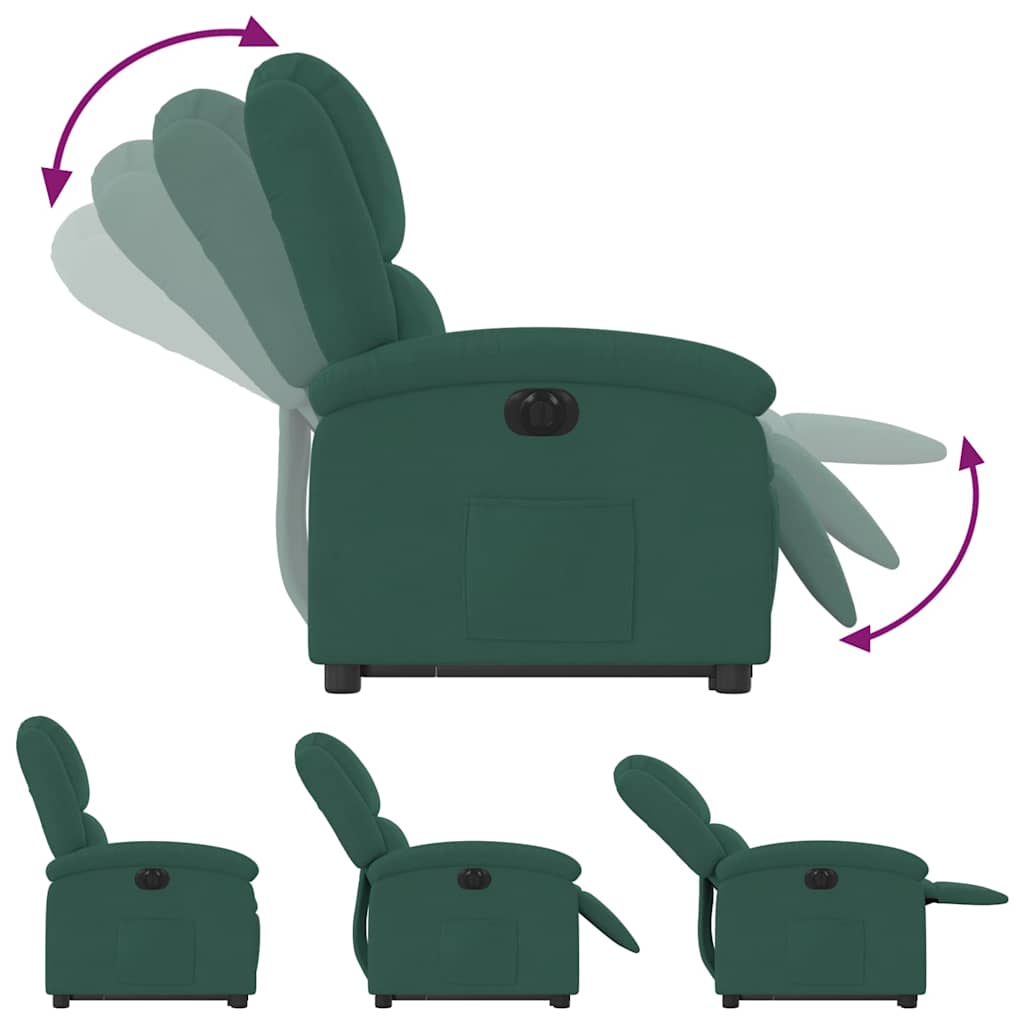Fauteuil inclinable électrique vert foncé velours - XIOS