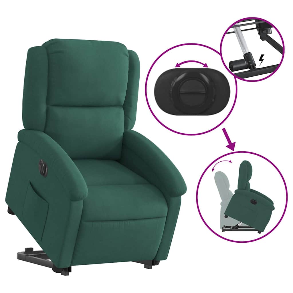 Fauteuil inclinable électrique vert foncé velours - XIOS