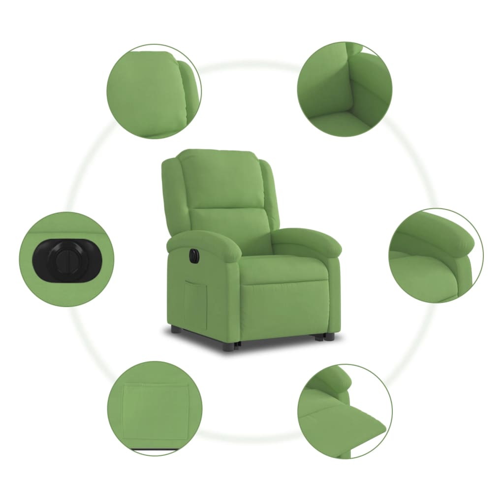 Fauteuil inclinable électrique vert clair velours - XIOS