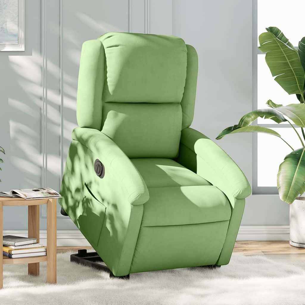Fauteuil inclinable électrique vert clair velours - XIOS