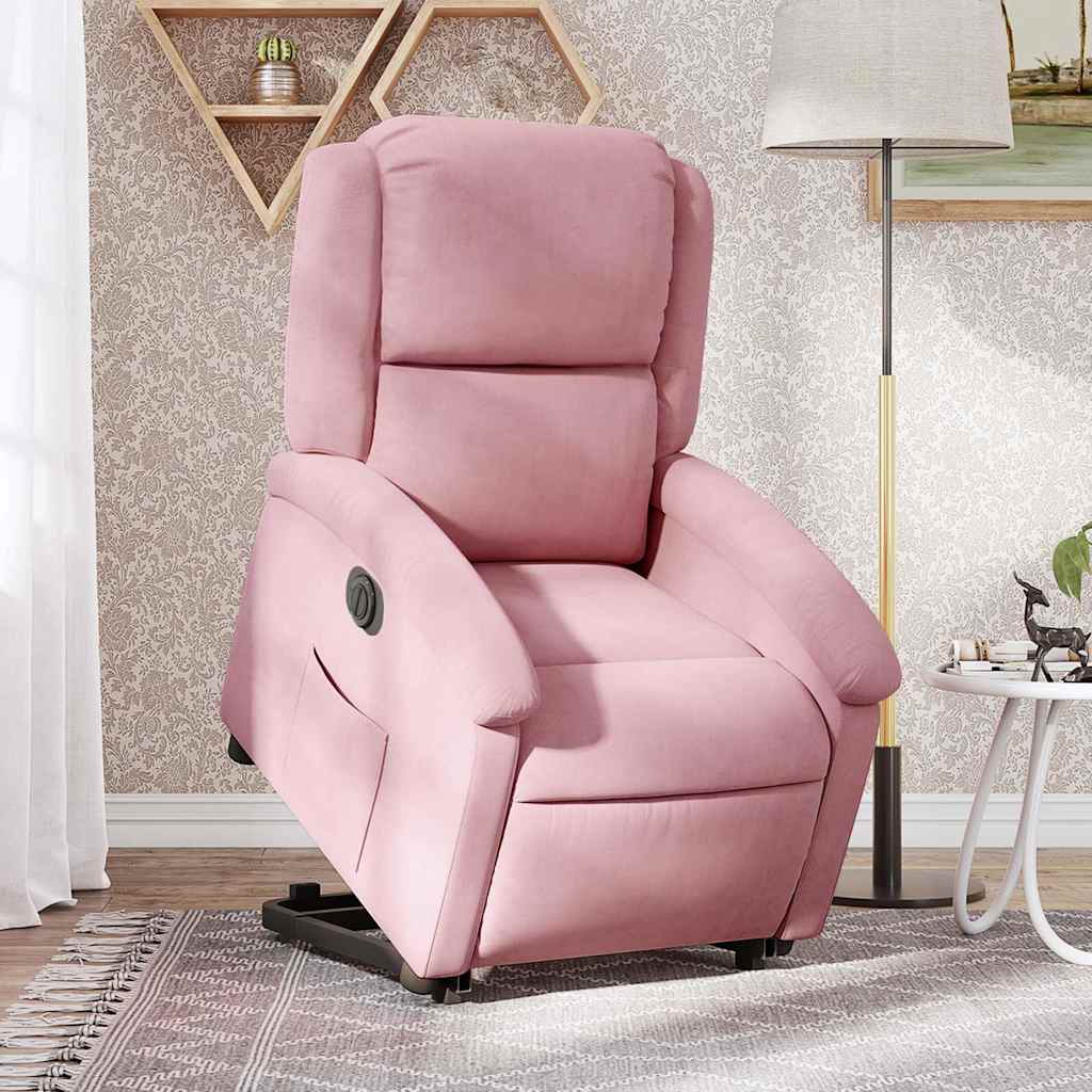 Fauteuil inclinable électrique rose velours - XIOS